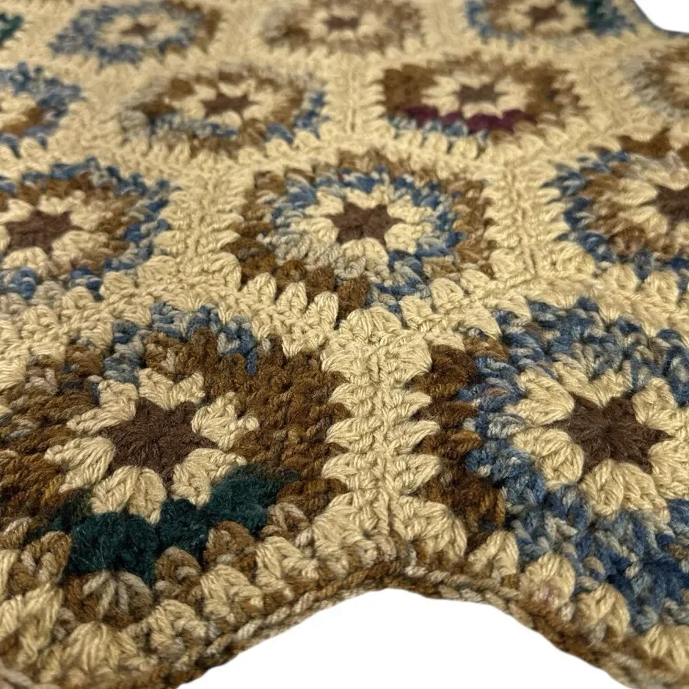 Granny Square Hexagon Neutral Tone Table Top Doiley Protector Cover Chair 25x23”